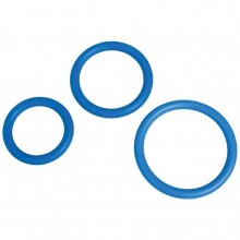 Набор из 3 эрекционных колец «Menzstuff Complete Set of Cockrings», цвет синий, материал силикон, Dream Toys 20040, диаметр 5.4 см.