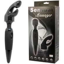 Вибромассажер «Sensual Massager» для тела со сменной насадкой на головку, Baile BW-055011, из материала ПВХ, цвет Черный, длина 25 см.