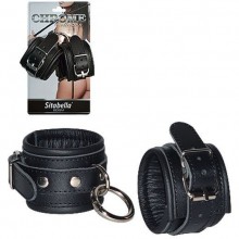 Кожаные наручники с круглым карабином «Sitabella Chrome Collection» от компании СК-Визит, цвет черный, размер OS, 3062-1CH, One Size (Р 42-48)