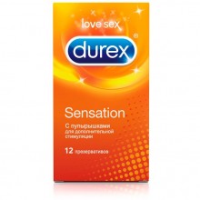 Презервативы «№12 Sensation» с пупырышками от компании Durex, упаковка 12 шт, Durex 12 Sensation, диаметр 5.2 см.
