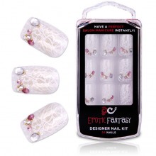 Акриловые типсы для ногтей со стразами «White Dream» от компании Erotic Fantasy, цвет белый, EF-NS01, бренд EroticFantasy