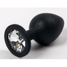 Силиконовая анальная пробка с прозрачным стразом от Luxurious Tail, 47120-2, бренд 4sexdream, коллекция Anal Jewelry Plug, цвет Черный, длина 9.5 см.