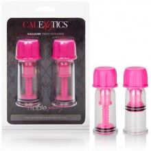 Вакуумные массажеры для сосков «Nipple Play Vacuum Twist Suckers» от компании California Exotic Novelties, цвет розовый, SE-2645-10-2, бренд CalExotics, из материала Пластик АБС, длина 10.3 см.