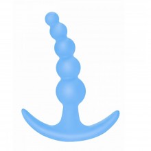 Анальная пробка ребристой формы «Bubbles Anal Plug» из серии First Time от компании Lola Toys, цвет голубой, 5001-02lola, бренд Lola Games, длина 11.5 см.