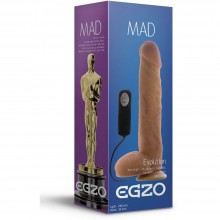 Реалистичный вагинальный вибратор на присоске «Mad Oscar» от компании Egzo, цвет телесный, DVR005, из материала CyberSkin, длина 24 см.