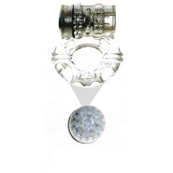 Эрекционное кольцо с вибратором и стимуляцией клитора от компании SexToy, цвет прозрачный, 00128-B-4, диаметр 3 см.