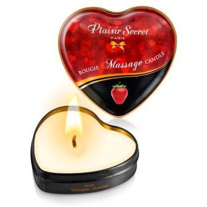 Массажная свеча с ароматом клубники «Bougie Massage Candle» от компании Plaisirs Secrets, объем 35 мл, 826064, из материала Масляная основа, 35 мл.
