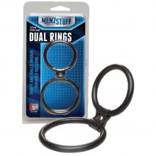 Двойное эрекционное кольцо «Dual Rings Black» от компании Dream Toys, цвет черный, 20025, из материала Силикон, диаметр 5 см.