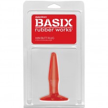 Небольшая анальная пробка «Butt Plug Mini» из серии Basix Rubber Worx от PipeDream, цвет красный, 426015, длина 10.8 см.