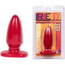 Анальная пробка на широком основании «Red Boy Large 5 Butt Plug» от компании Doc Johnson, цвет красный, 0901-04-CD, из материала ПВХ, длина 13 см.