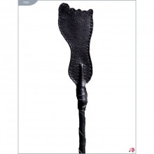 Витой короткий стек с кожаным наконечником в форме ступни от компании Подиум, цвет черный, Р189, длина 70 см.
