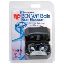Вагинальные шарики «CyberGlass Ben Wa Balls Blue Blossom» от компании Topco Sales, цвет синий, 1003052, диаметр 2.5 см.