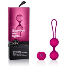 Вагинальные шарики со смещенным центром тяжести Key «Mini Stella II» на силиконовой сцепке, цвет розовый, California Exotic Novelties SE-JO-8019-00-3, бренд CalExotics, длина 12 см.