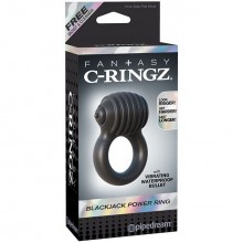 Вибромассажер-кольцо «Posable Partner Double Penetrator - Black» из коллекции Fantazy C-Ringz от компании PipeDream, цвет черный, PD5929-23, коллекция Fantasy C-Ringz