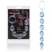 Анальная цепочка с кольцом «Swirl Pleasure Beads» от компании California Exotic Novelties, цвет голубой, SE-1315-12-2, бренд CalExotics, длина 20 см.