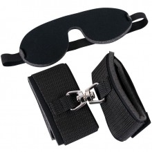 Набор БДСМ наручники и маска на глаза, цвет черный, Orion 05212800000, из материала Полиамид, коллекция Bad Kitty