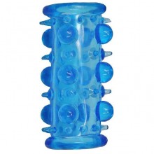 Гелевая насадка с шипами и шишечками «Lust Cluster» от компании Dream Toys, цвет голубой, 310009, из материала TPR, длина 7 см.
