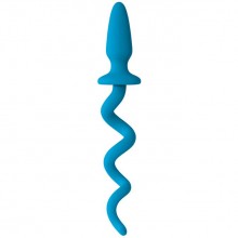 Анальный плаг с хвостом-спиралью «Oinkz» от компании NS Novelties, цвет голубой, NSN-0511-47, из материала Силикон, длина 30 см.
