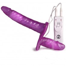 Страпон с вибрацией и вагинальной пробкой «Strap On Duo» от компании You 2 Toys, цвет фиолетовый, 0566772, из материала ПВХ, коллекция You2Toys, длина 18 см.
