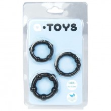 Набор из трех эрекционных колец из серии A-toys от компании ToyFa, цвет черный, 769004-5, из материала Силикон