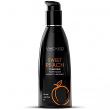 Лубрикант с ароматом спелого персика «Aqua Sweet Peach» от компании Wicked, объем 60 мл, 90382, из материала Водная основа, цвет Прозрачный, 60 мл.