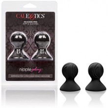 Насадки-присоски на соски «Nipple Play Silicone Pro Nipple Suckers» от компании California Exotic Novelties, цвет черный, SE-2644-70-2, бренд CalExotics, длина 5 см.