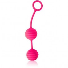 Вагинальные шарики на сцепке классической формы от компании Cosmo, цвет розовый, BIOCSM-23033-25, из материала Силикон, диаметр 3.1 см.