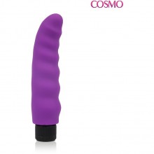 Вагинальный вибратор с рельефом и ребрышками от компании Cosmo, цвет фиолетовый, BIOCSM-23092, бренд Bior Toys, длина 14 см.