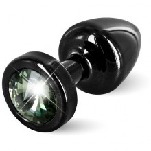 Металлическая анальная втулка «Anni Round Black T1-Black Diamond» с черным кристаллом от компании Diogol, цвет черный, 5317070000, длина 5.6 см.