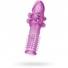 Стимулирующая насадка на пенис с шипами и шишечками, цвет фиолетовый, ToyFa 888010-4, из материала TPE, длина 13.5 см.