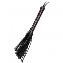 Классическая многохвостая плеть с петлей и украшенной фиолетовой рукоятью «Blaze Whip», цвет черный, Dream Toys 21272, цвет Фиолетовый
