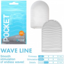 Карманный мастурбатор «Pocket Wave Line» с волнообразными выступами, цвет белый, Tenga POT-001, из материала TPE, длина 8 см.