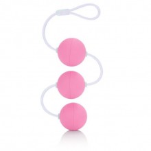 Вагинальные шарики на силиконовой сцепке с петлей First Time «Triple Love Balls», цвет розовый, California Exotic Novelties SE-0004-37-2, бренд CalExotics, длина 30 см.