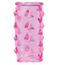 Гелевая насадка на пенис с треугольными шипами «Basicx TPR Sleeve», цвет розовый, Dream Toys 20686, длина 5 см.