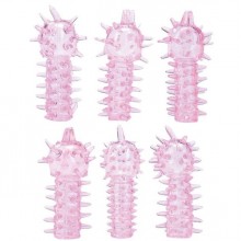 Набор закрытых стимулирующих насадок на член с шипами «Tickler Jelly Sleeve Set», цвет розовый, Tonga 170015, из материала TPR, длина 7 см.