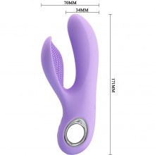 Женский вибратор с клиторальным отростком «Anrol», цвет фиолетовый, Baile Pretty Love BI-014542-2, длина 17.1 см.