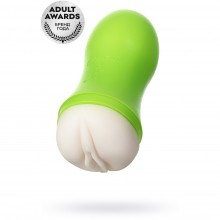 Мастурбатор вагина для мужчин в колбе, цвет телесный, ToyFa A-Toys 763006, из материала TPE, цвет Зеленый, длина 14 см.