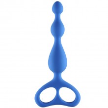 Эргономичная анальная цепочка «Ultimate Beads Blue» с удобным основанием, цвет голубой, Lola Toys 4203-02Lola, из материала Силикон, длина 17 см.