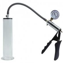 Мужская вакуумная помпа для увеличения члена «4M Endurance Penis Pumping Set» с манометром, цвет прозрачный, Topco Sales 1020005, длина 23 см.