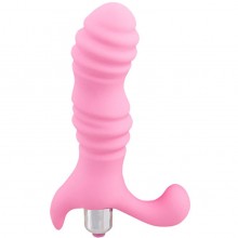Женский рельефный вибратор для стимуляции точки G со съемной вибропулей, цвет розовый, 4sexdream 47451, длина 12 см.