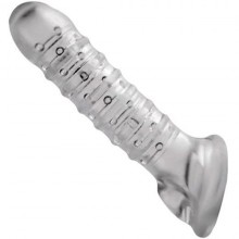 Мужская утолщающая насадка на пенис «Textured Girth Enhancer», цвет прозрачный, Tom of Finland TF3157, длина 19 см.