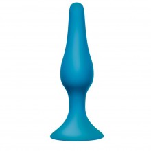 Анальная пробка Backdoor Black Edition «Slim Anal Plug Large Aqua» на присоске, цвет голубой, Lola Toys 4205-05Lola, бренд Lola Games, длина 12.5 см.