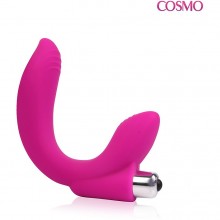 Женский вибратор двойного действия для клитора и точки G, цвет розовый, Cosmo BIOCSM-23088, из материала Силикон, длина 19 см.