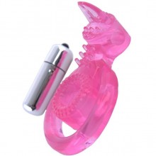 Мужское виброкольцо со стимулятор клитора и съемной вибропулей «Язычок», цвет розовый, ToyFa 888014, длина 6 см.