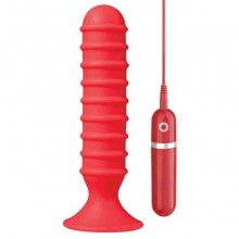 Ребристый анальный вибратор «Thriller Ass Butt Plug», цвет красный, силикон, Dream Toys 20718