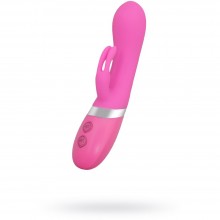 Женский вибратор с загнутой головкой и клиторальным стимулятором «G-spot The Rhythm», цвет розовый, Gopaldas 2414-17-E13LPR-BX, длина 20 см.
