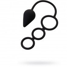 Тройное эрекционное кольцо с анальным хвостом «Drop M-size», цвет черный, Erotist 541308, из материала Силикон, длина 6.5 см.