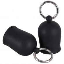 Помпы для сосков Black Velvets «Nipple Sucker» с металлическими кольцами, цвет черный, You 2 Toys KAZ5191460000, коллекция You2Toys, длина 4 см.