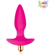 Силиконовая анальная пробка со съемной вибропулей, цвет розовый, Sweet Toys BIOST-40167-16, длина 10.5 см.