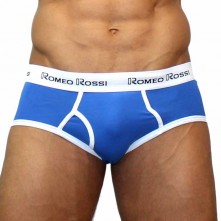Мужские трусы-брифы с низкой посадкой, цвет синий, Romeo Rossi RR366, из материала Хлопок, XXL
